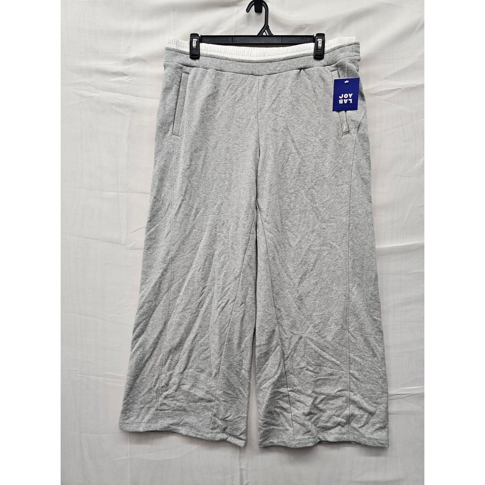 JoyLab Womens Wide Leg Sweatpants Gray Heather Cotton Blend Size XL
